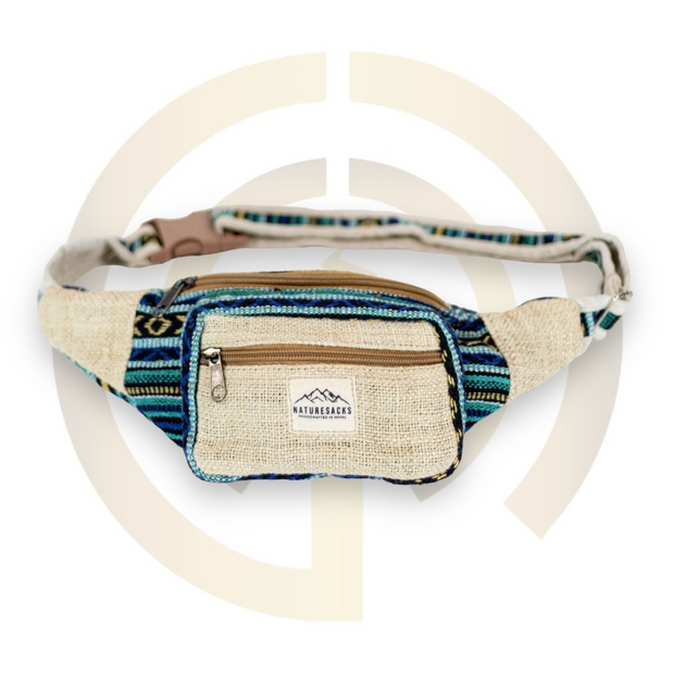 Nature Sacks - Handcrafted Hemp Fanny Packs - Blue
