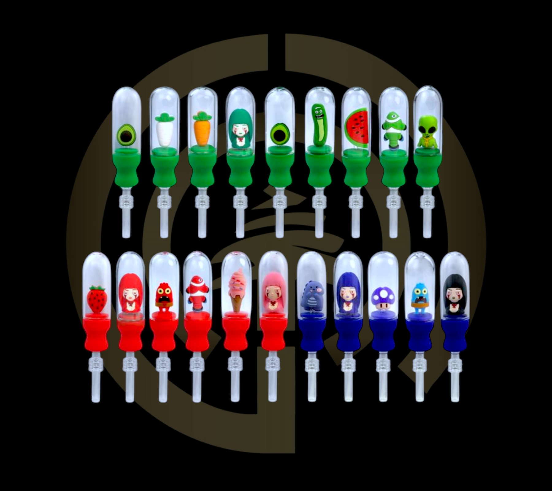 Silicone Nectar Collector - Mini Character Mix (7