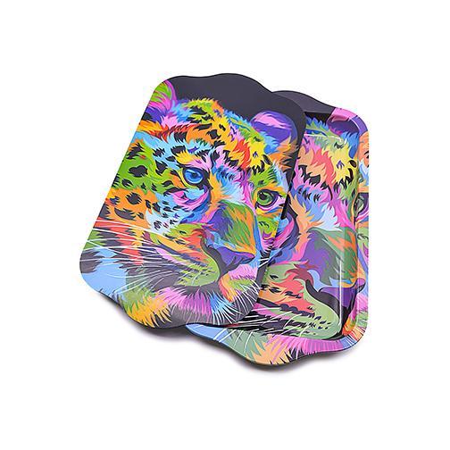 Metal Rolling Tray w/ 3D Magnetic Lid - Leopard