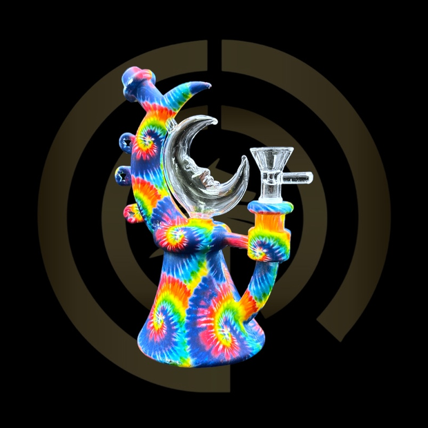 Silicone Water Pipe - Graffiti Moon (7.5")