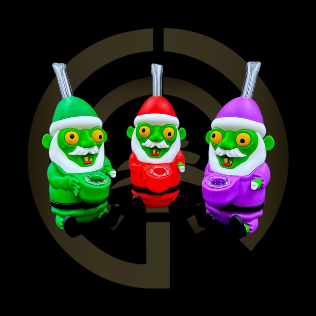 Silicone Water Pipe - Santa Zombie (6.5")