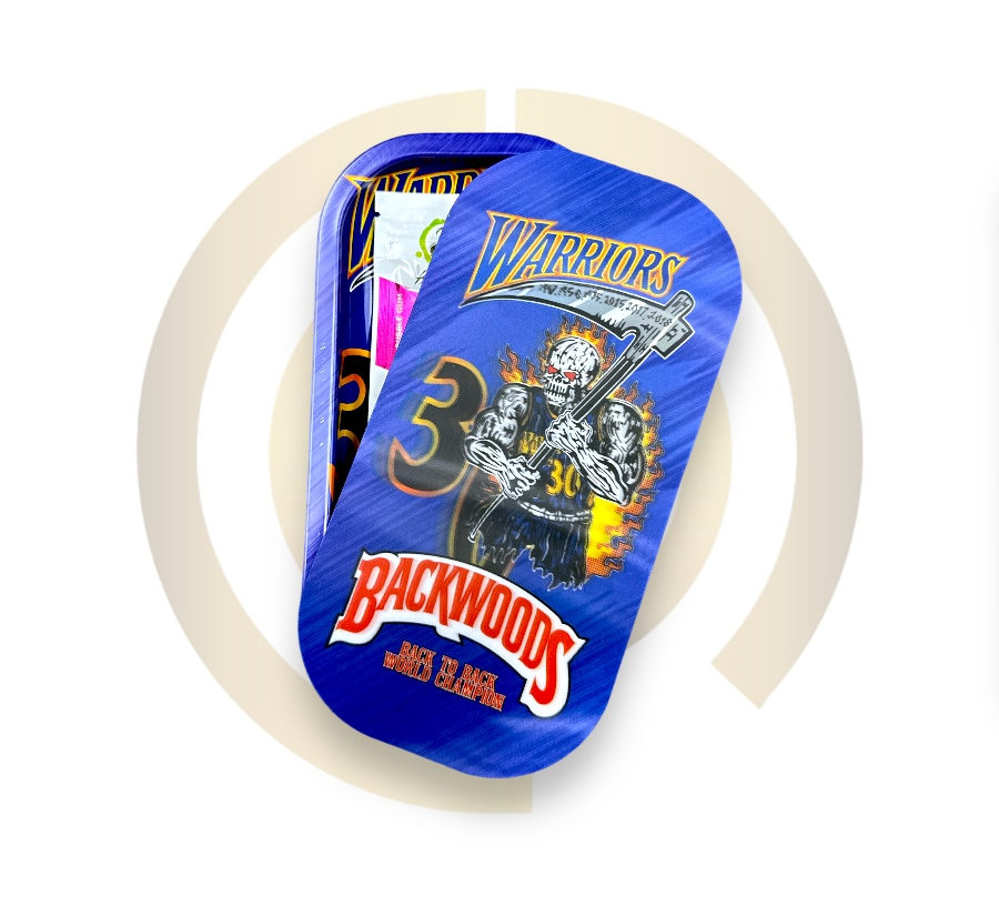 Slim Metal Rolling Tray w/ 3D Magnetic Lid - Skull Baller