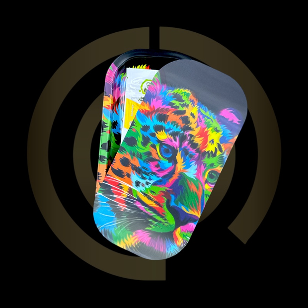 Slim Metal Rolling Tray w/ 3D Magnetic Lid - Cougar