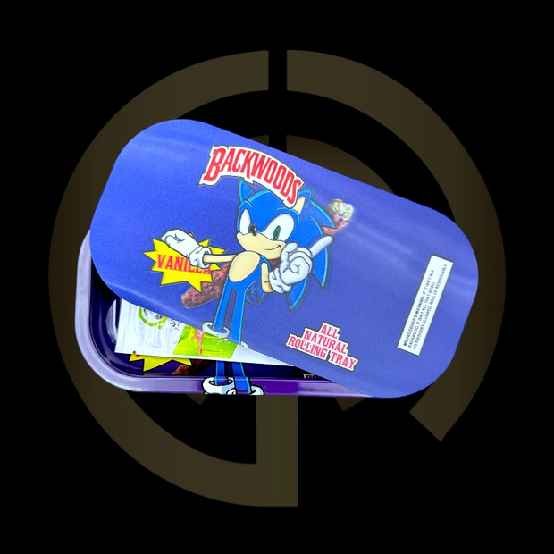 Slim Metal Rolling Tray w/ 3D Magnetic Lid - Speedy Blue