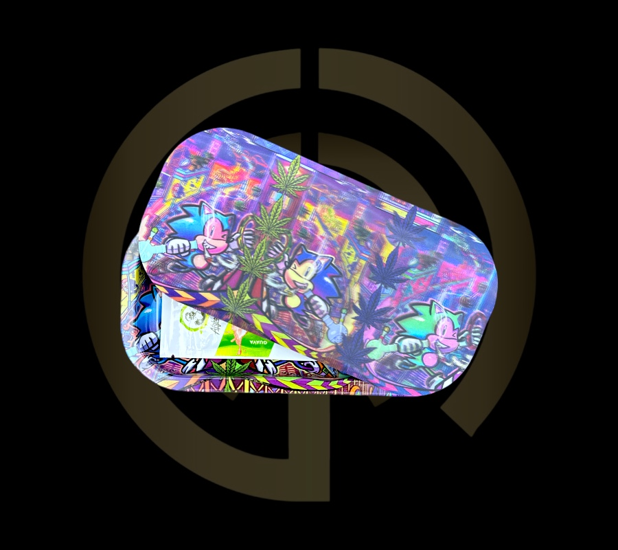 Slim Metal Rolling Tray w/ 3D Magnetic Lid - Speedy Blue