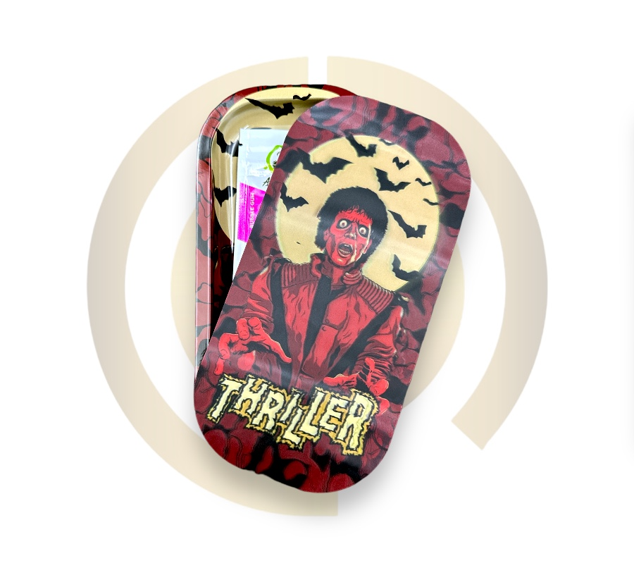 Slim Metal Rolling Tray w/ 3D Magnetic Lid - Thriller