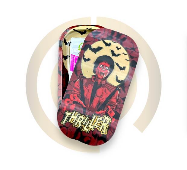 Slim Metal Rolling Tray w/ 3D Magnetic Lid - Thriller