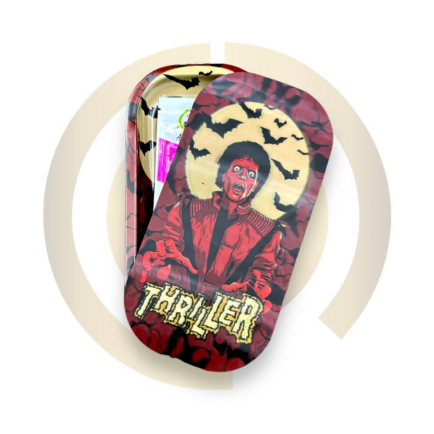 Slim Metal Rolling Tray w/ 3D Magnetic Lid - Thriller