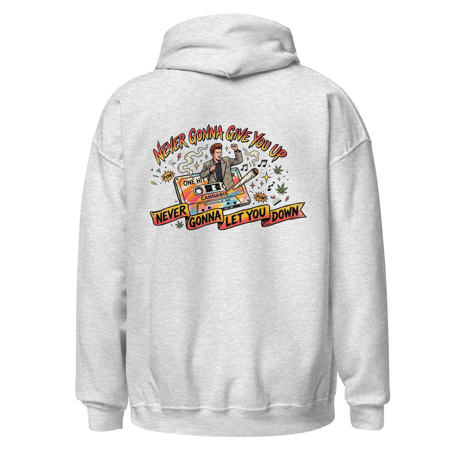 Never Gonna Give You Up Hoodie - Ash, back