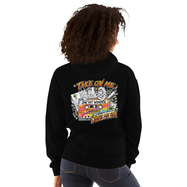 Take On Me Hoodie - Black, back, worn