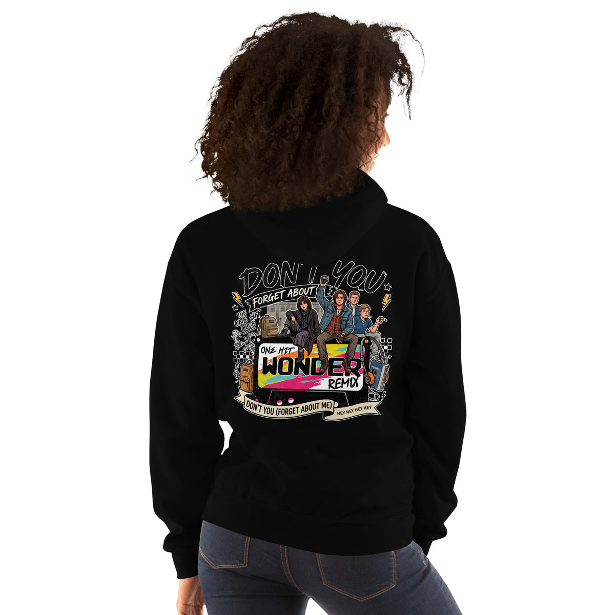Don't You Forget About Me Hoodie - Black, back, worn