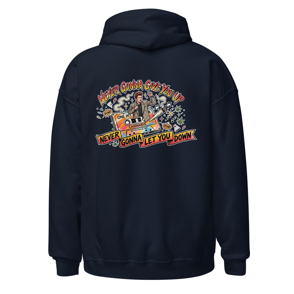 Never Gonna Give You Up Hoodie - Navy, back