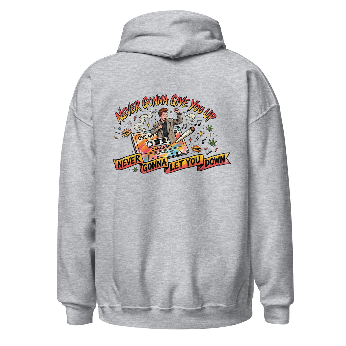 Never Gonna Give You Up Hoodie - Sport Grey, back