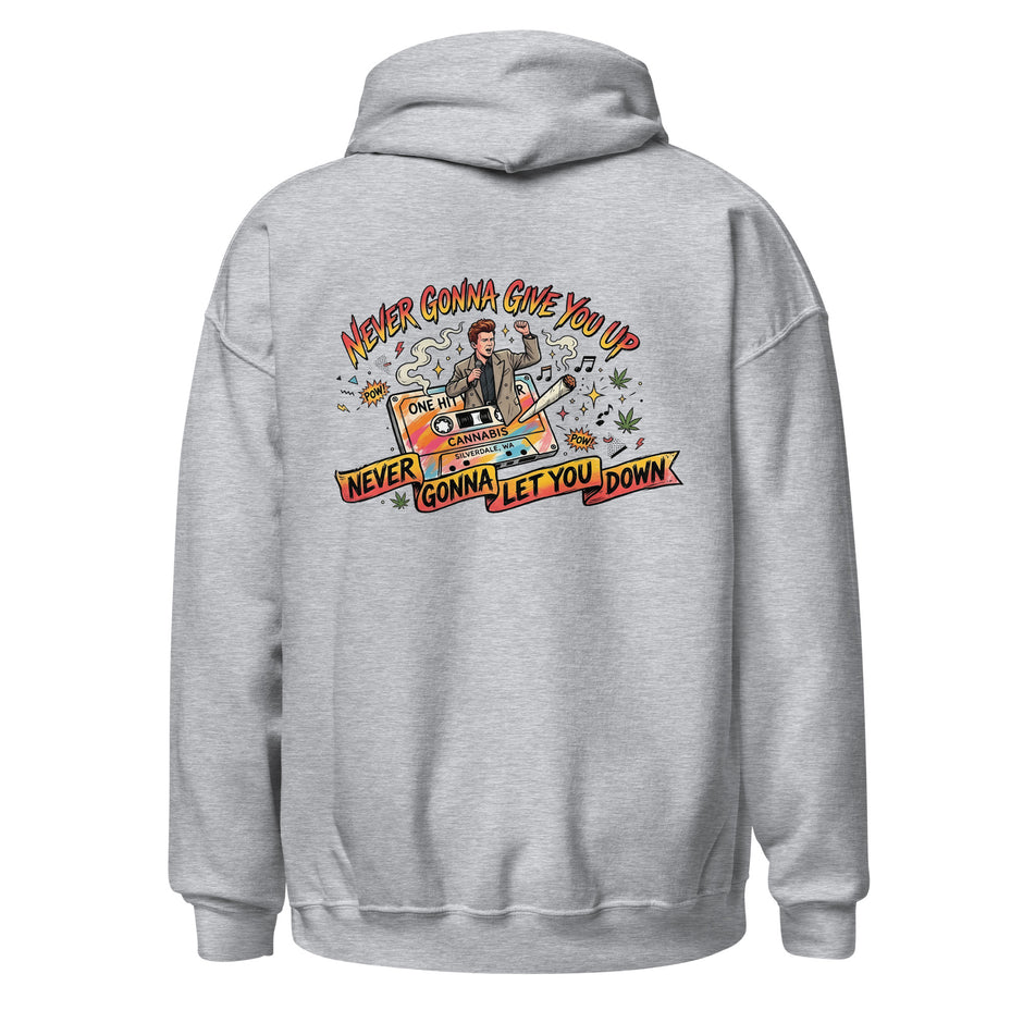 Never Gonna Give You Up Hoodie - Sport Grey, back