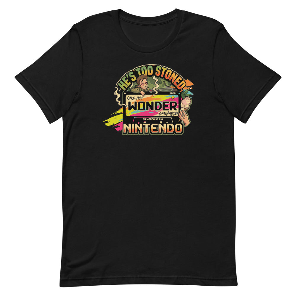 He's Too Stoned Tee - Black, flat