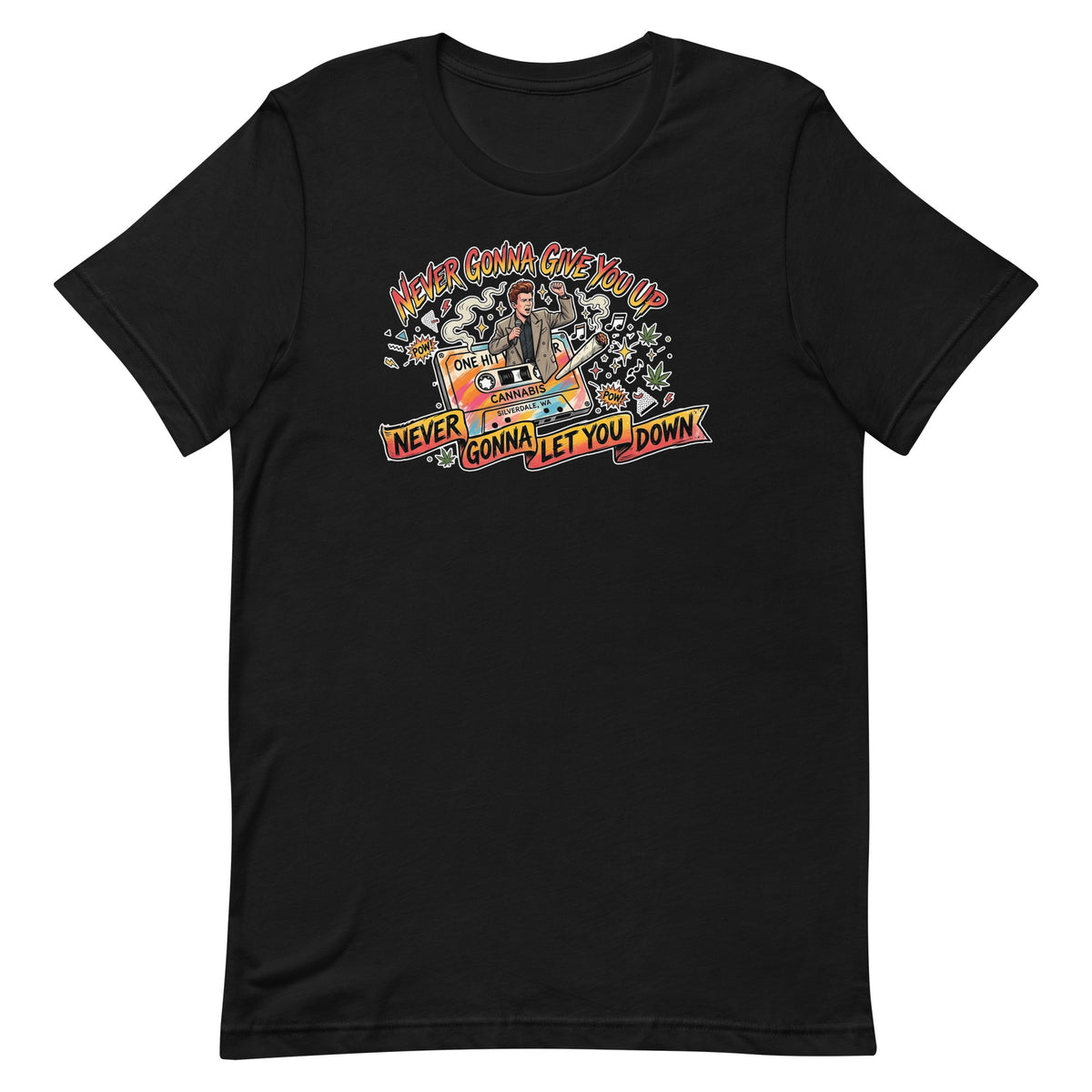 Never Gonna Give You Up Tee - Black, flat