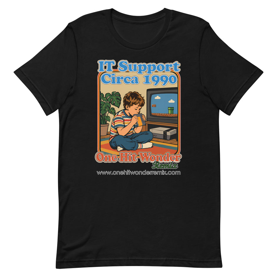 IT Support Circa 1990 Tee - Black, flat