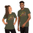 He's Too Stoned Tee - Military Green, front, worn (couple)