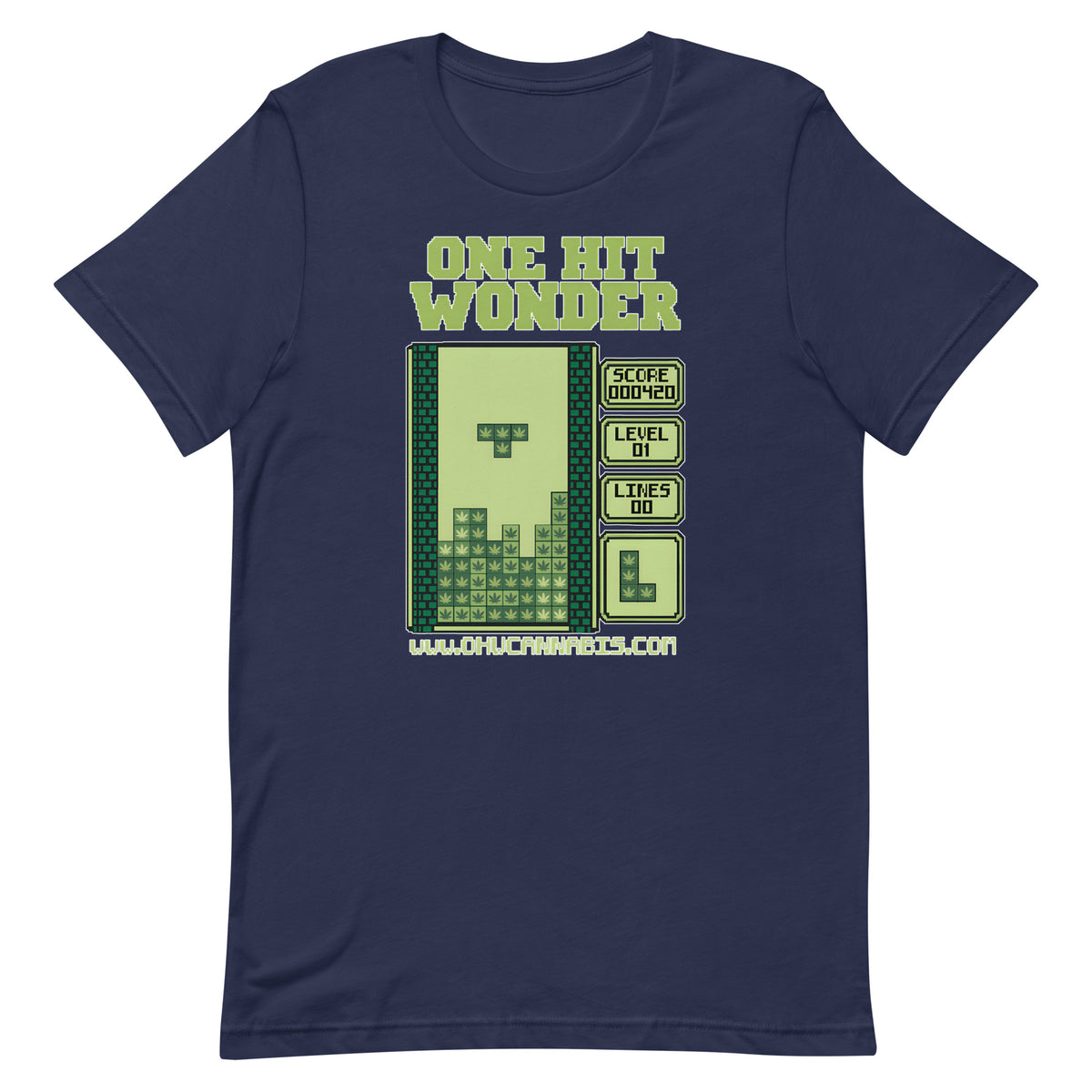 One Hit Wonder Block Stack Tee - Navy, flat