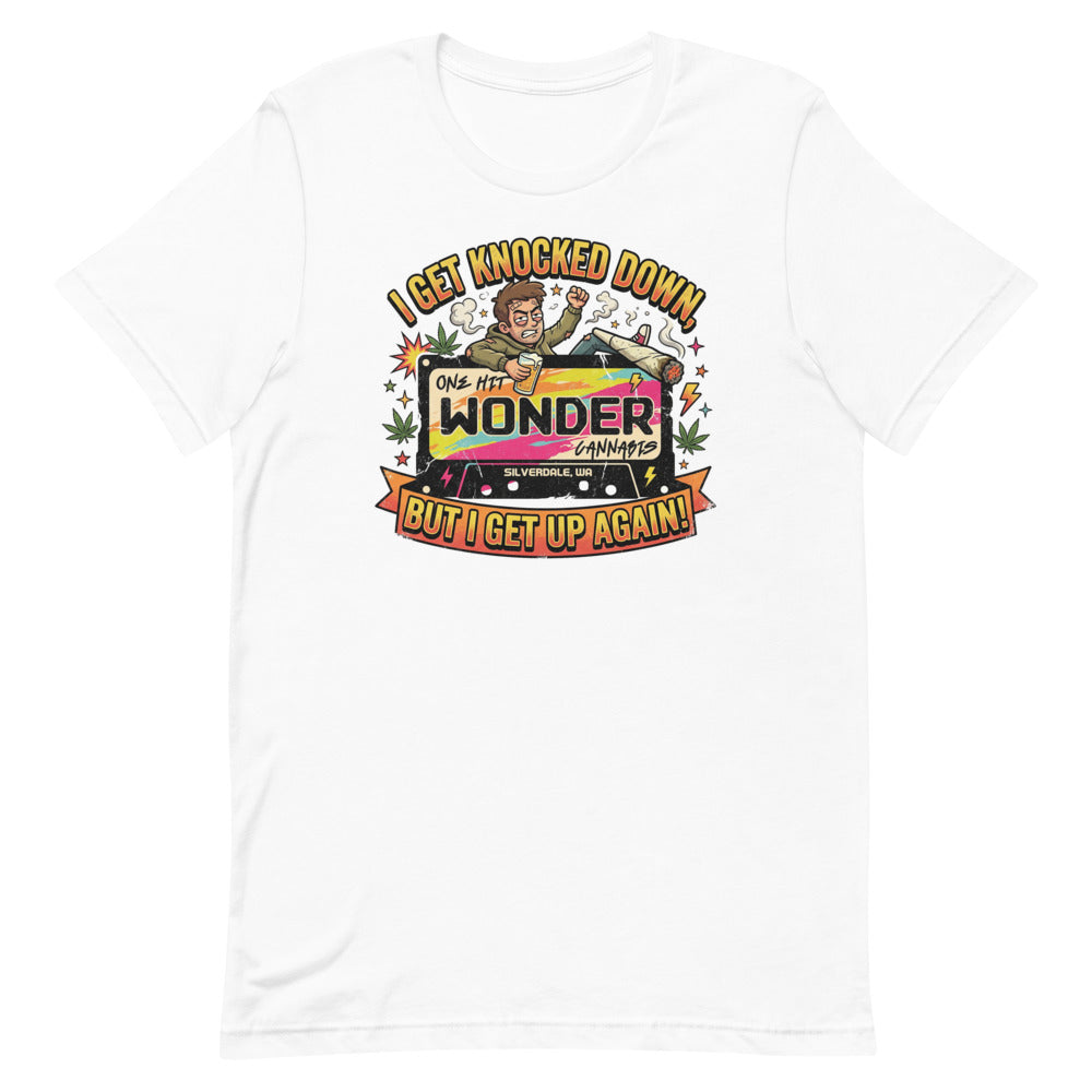 I Get Knocked Down Tee - White, flat