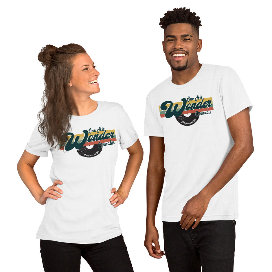 One Hit Wonder Port Townsend Tee - White, front, worn (couple)