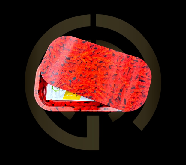 Slim Metal Rolling Tray w/ 3D Magnetic Lid - Hot Chips