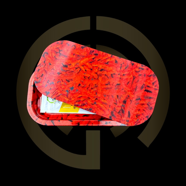 Slim Metal Rolling Tray w/ 3D Magnetic Lid - Hot Chips